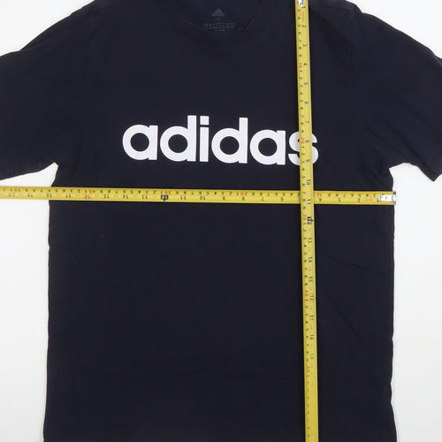 Adidas Men's Blue Small Logo Graphic Short Sleeve T-Shirt