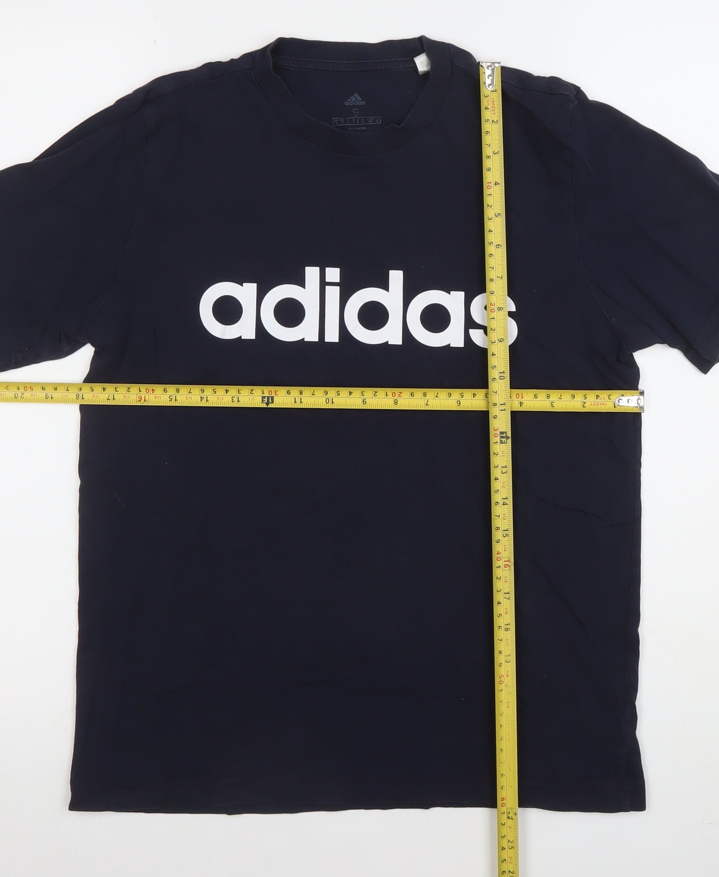 Adidas Men's Blue Small Logo Graphic Short Sleeve T-Shirt