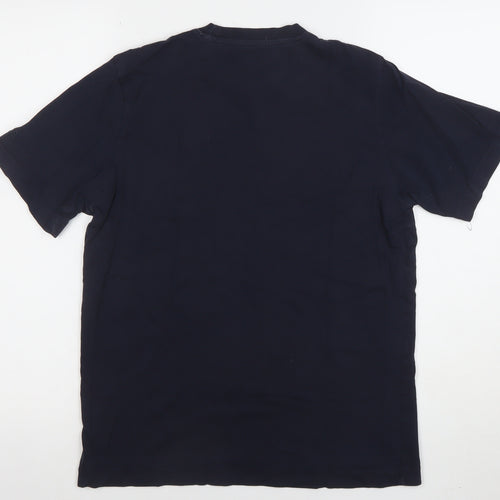Adidas Men's Blue Small Logo Graphic Short Sleeve T-Shirt