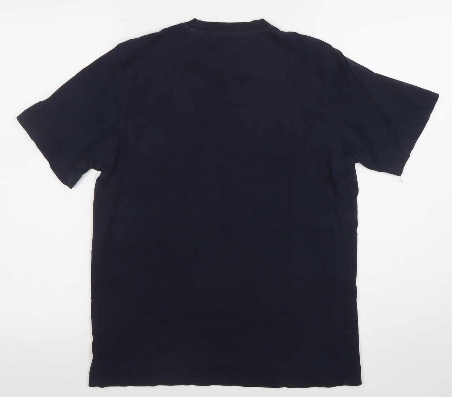 Adidas Men's Blue Small Logo Graphic Short Sleeve T-Shirt