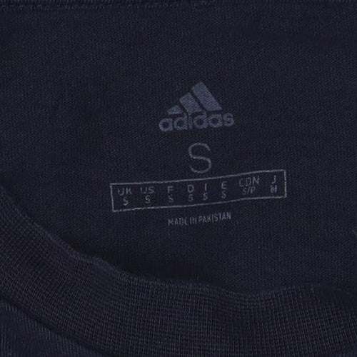 Adidas Men's Blue Small Logo Graphic Short Sleeve T-Shirt