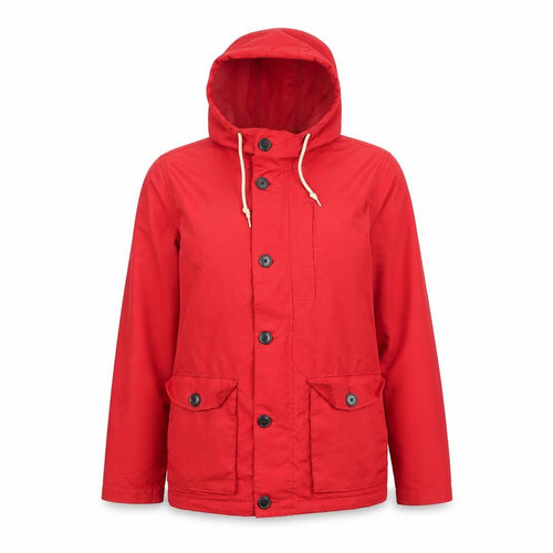 Old Navy Womens Red Hooded Parka Jacket Size L Cotton Blend Casual
