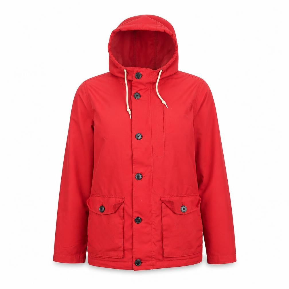 Old Navy Womens Red Hooded Parka Jacket Size L Cotton Blend Casual