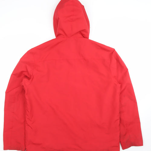 Old Navy Womens Red Hooded Parka Jacket Size L Cotton Blend Casual