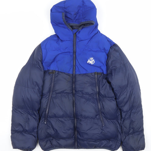 Kings Will Dream Boys Blue Hooded Puffer Jacket Size S Winter Coat
