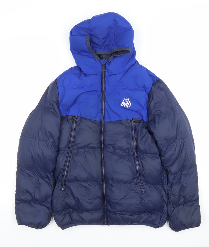 Kings Will Dream Boys Blue Hooded Puffer Jacket Size S Winter Coat