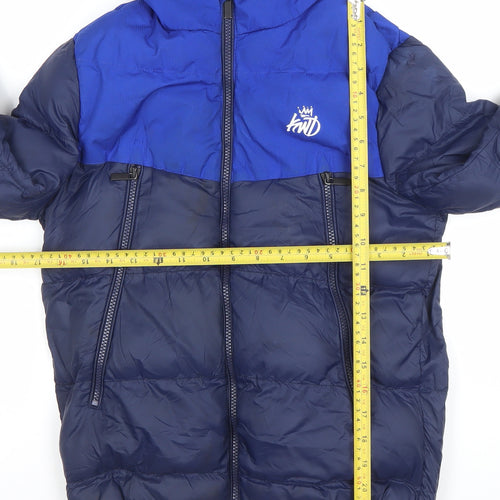 Kings Will Dream Boys Blue Hooded Puffer Jacket Size S Winter Coat