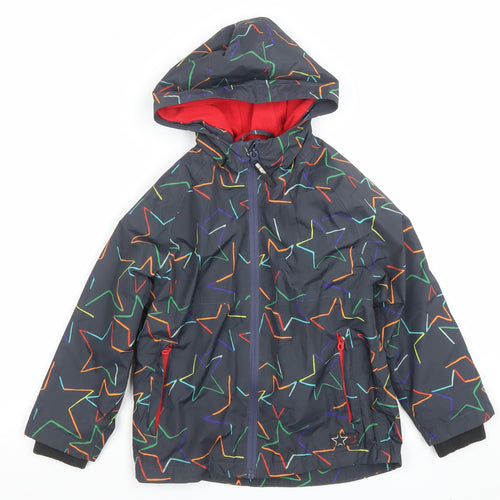 Next Boys Black Star Print Hooded Puffer Jacket 4-5 Years