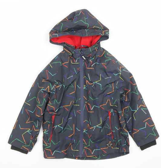 Next Boys Black Star Print Hooded Puffer Jacket 4-5 Years