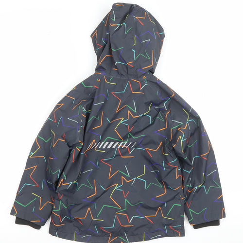 Next Boys Black Star Print Hooded Puffer Jacket 4-5 Years