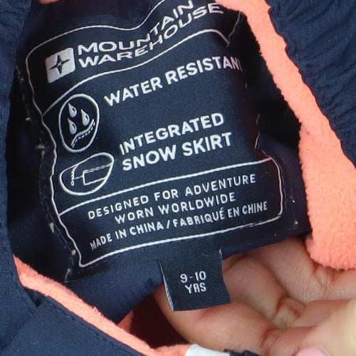 Mountain Warehouse Girls Blue Ski Jacket 9-10 Years Hooded Waterproof Winter Coat