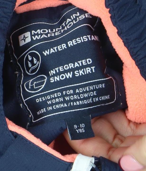 Mountain Warehouse Girls Blue Ski Jacket 9-10 Years Hooded Waterproof Winter Coat