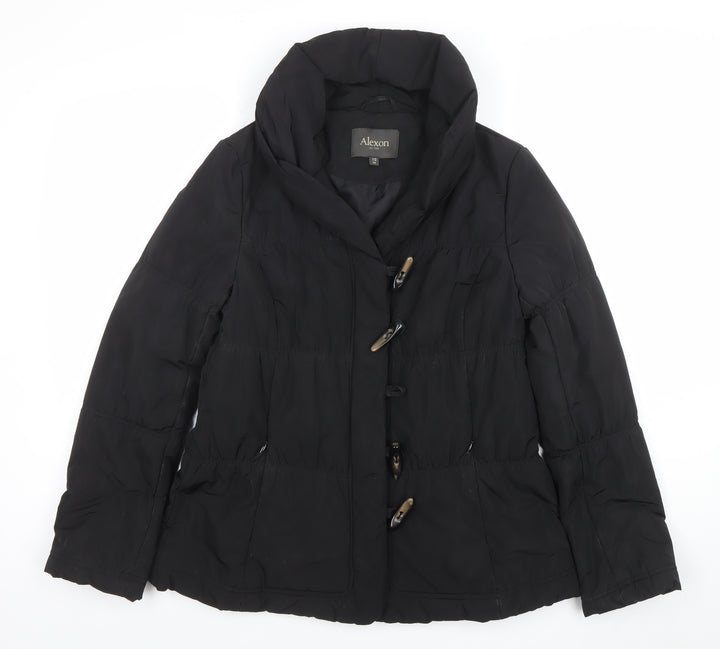 Alexon Women's Black Size 10 Mid-Length Puffer Coat with Toggle Fastening