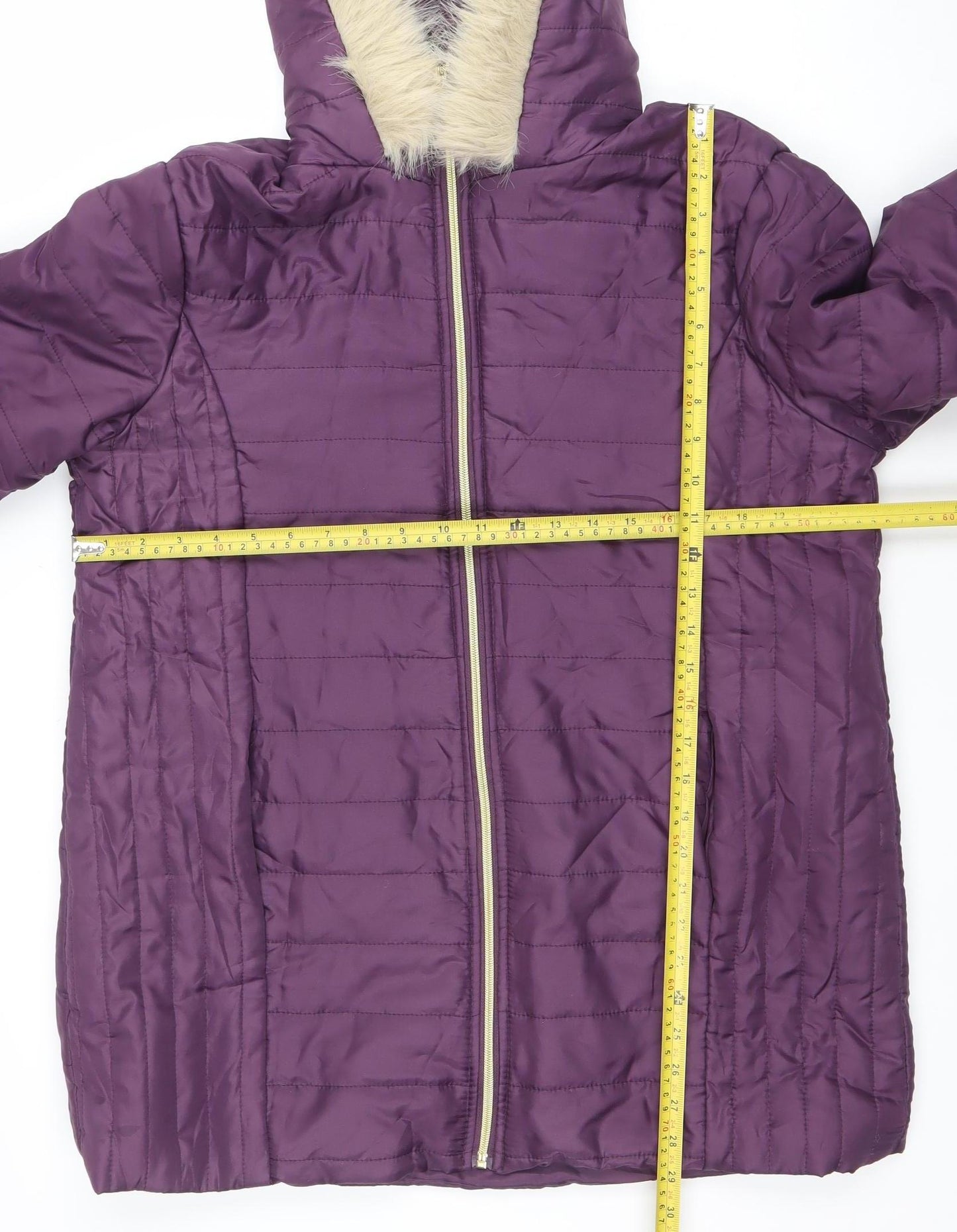 Nathalie Andersen Womens Purple Mid-Length Hooded Puffer Jacket M