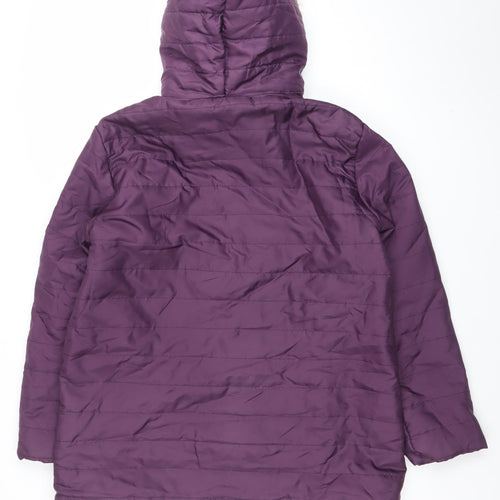 Nathalie Andersen Womens Purple Mid-Length Hooded Puffer Jacket M