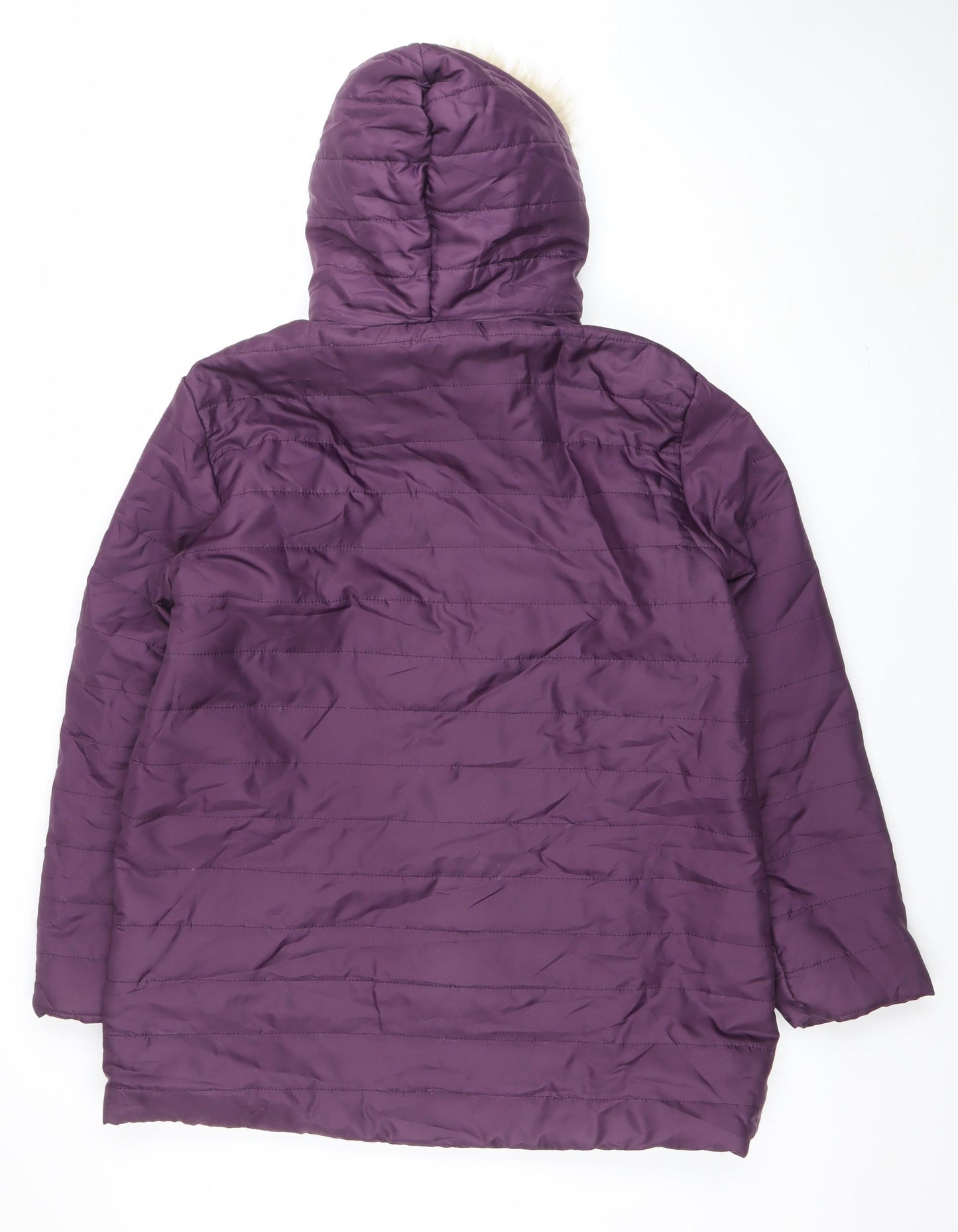 Nathalie Andersen Womens Purple Mid-Length Hooded Puffer Jacket M