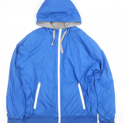 SUN68 Men's Blue Hooded Windbreaker Jacket XL