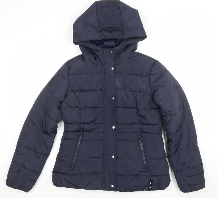 Lipsy Women Blue Size 6 Hooded Puffer Jacket with Zip Pockets