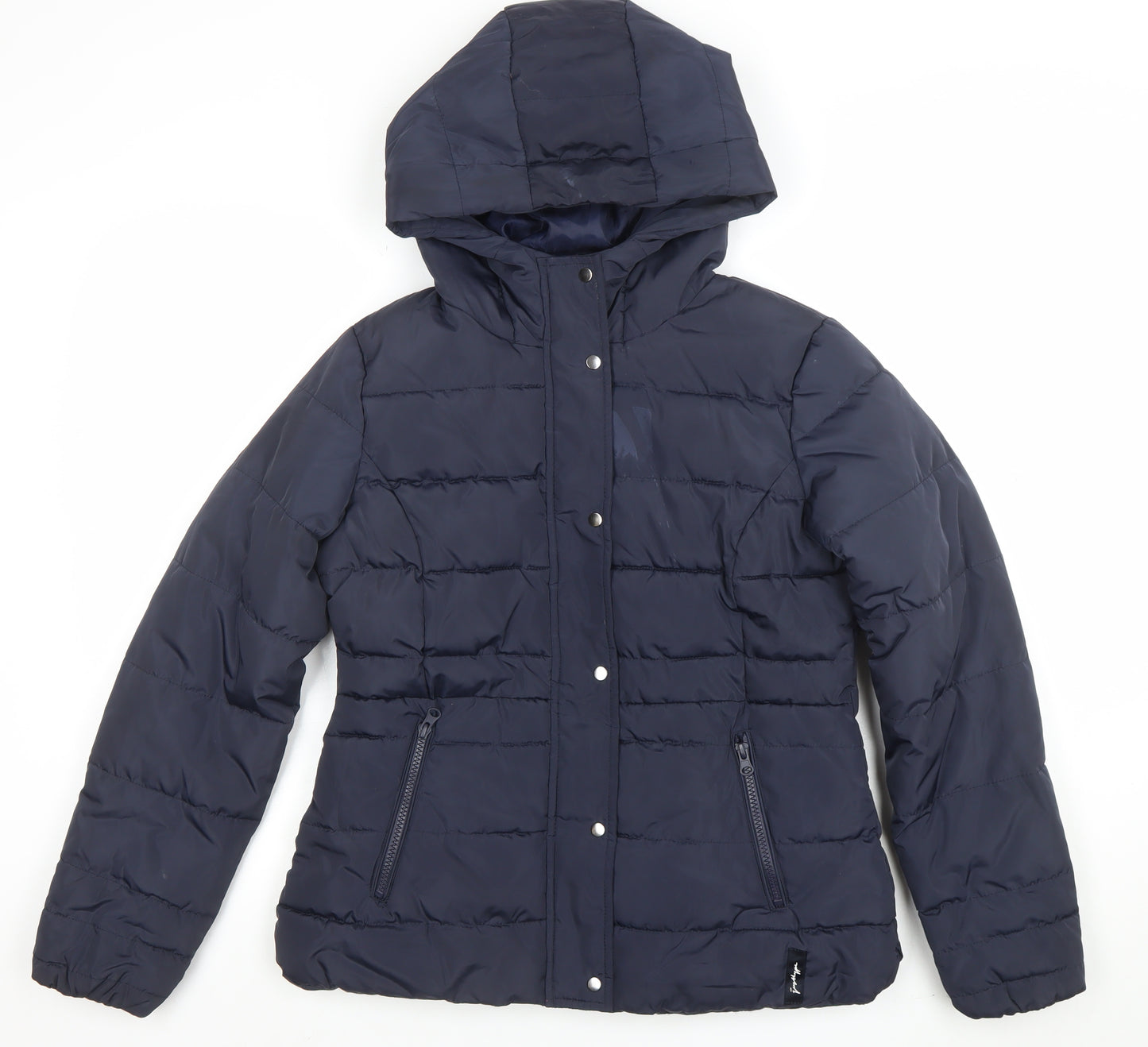 Lipsy Women Blue Size 6 Hooded Puffer Jacket with Zip Pockets