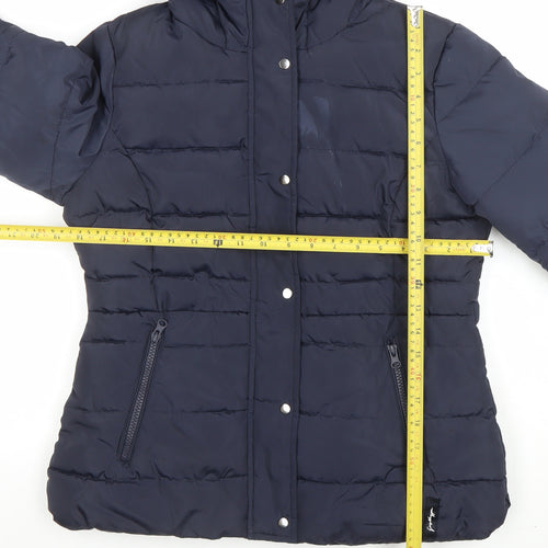 Lipsy Women Blue Size 6 Hooded Puffer Jacket with Zip Pockets