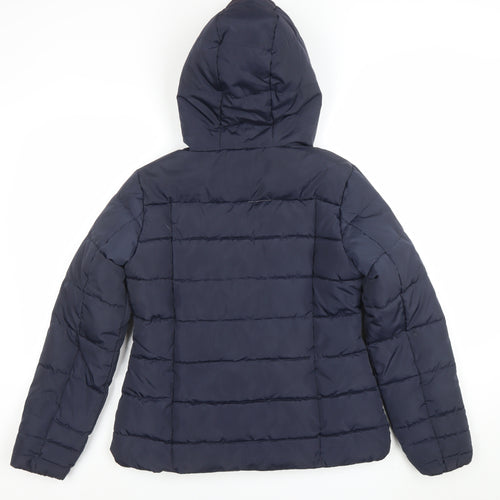 Lipsy Women Blue Size 6 Hooded Puffer Jacket with Zip Pockets