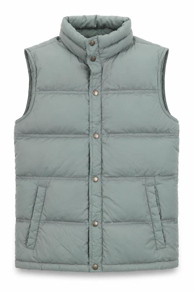 Front view of Lands' End Men's Green Puffer Down Waistcoat S Regular Winter