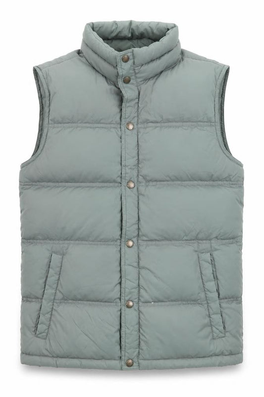 Front view of Lands' End Men's Green Puffer Down Waistcoat S Regular Winter