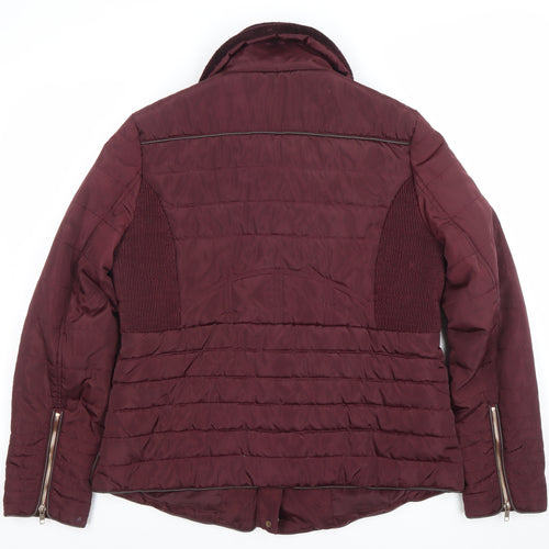 Ci Sono Womens Red XL Puffer Jacket Faux Fur Collar Winter Coat