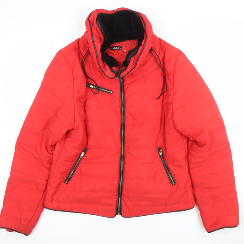 Quiz Womens Red Size 14 Hooded Puffer Jacket