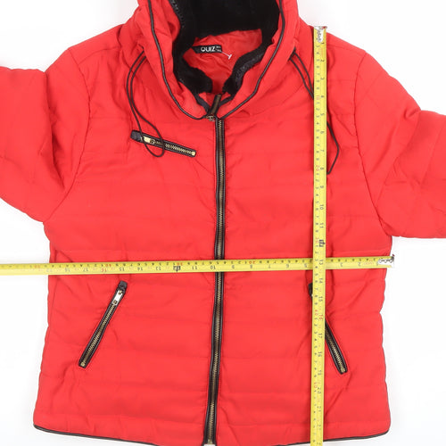 Quiz Womens Red Size 14 Hooded Puffer Jacket