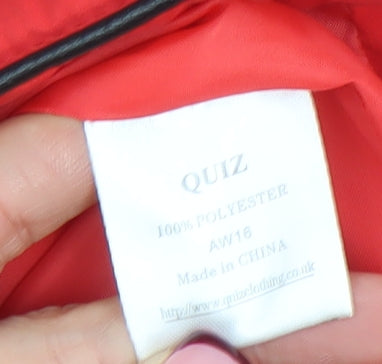 Quiz Womens Red Size 14 Hooded Puffer Jacket
