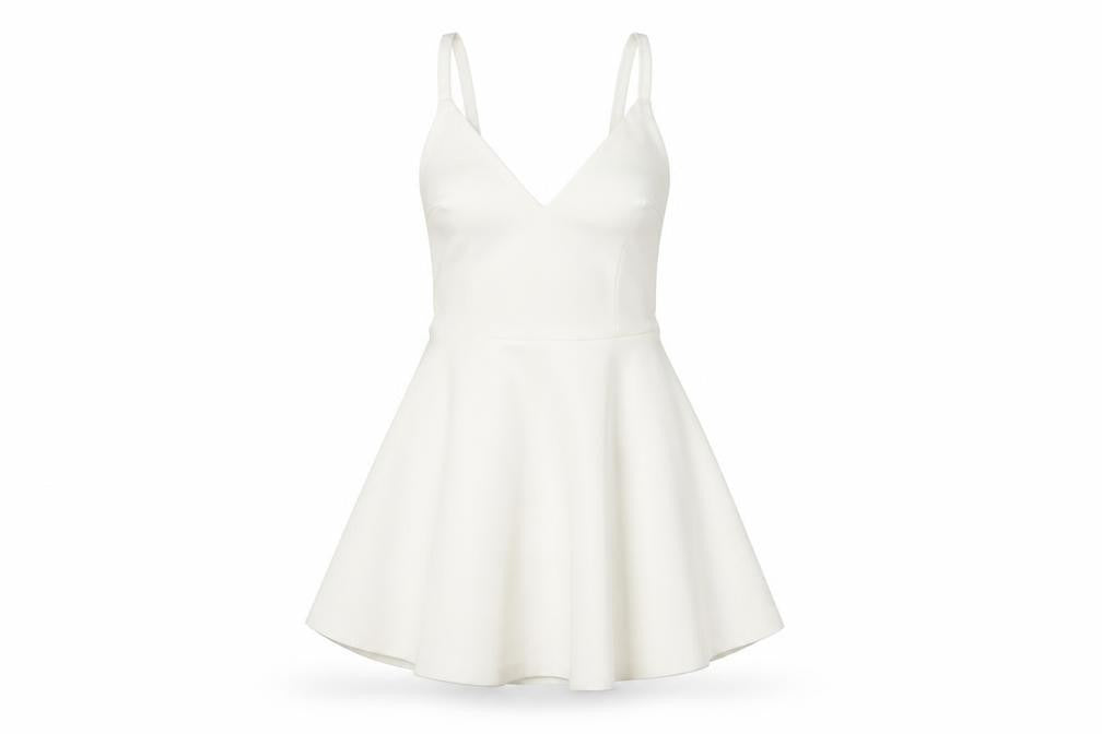 Eclat Womens White Sleeveless A-Line Mini Dress XS
