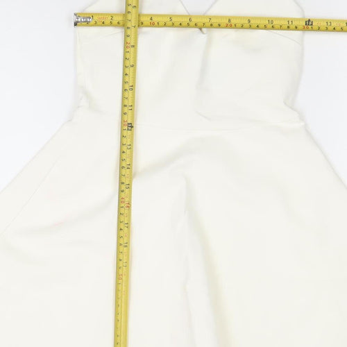 Eclat Womens White Sleeveless A-Line Mini Dress XS