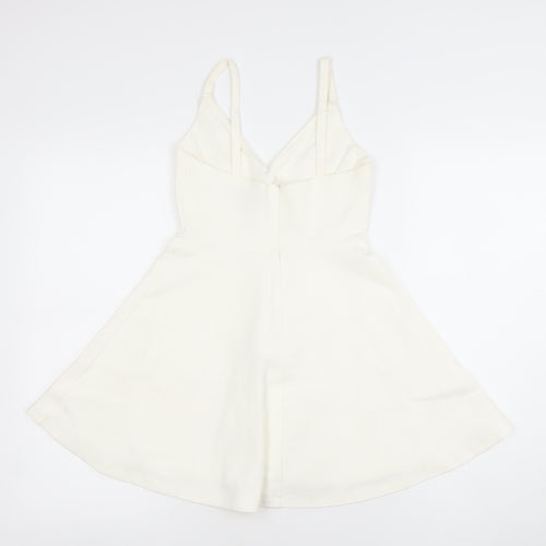 Eclat Womens White Sleeveless A-Line Mini Dress XS