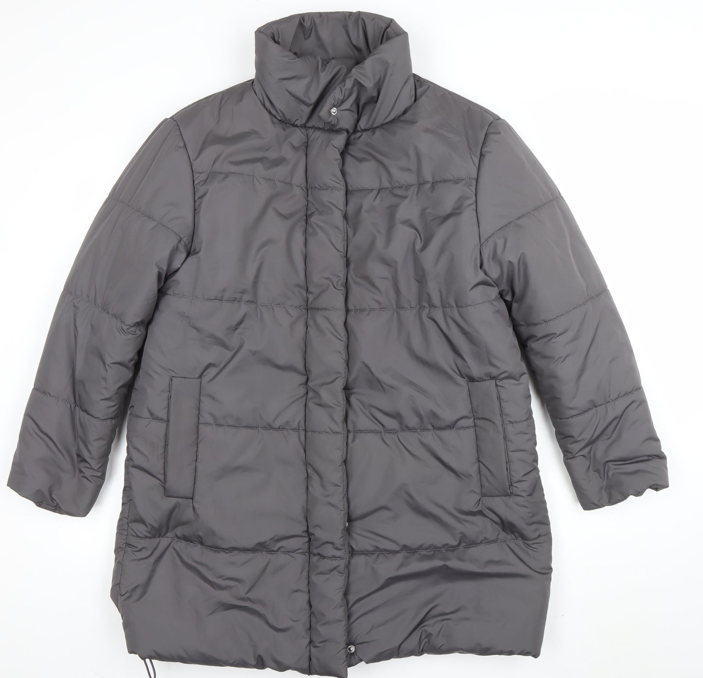 New Look Women’s Grey Long Puffer Coat Size 10 Winter Jacket