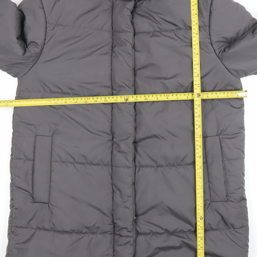 New Look Women’s Grey Long Puffer Coat Size 10 Winter Jacket