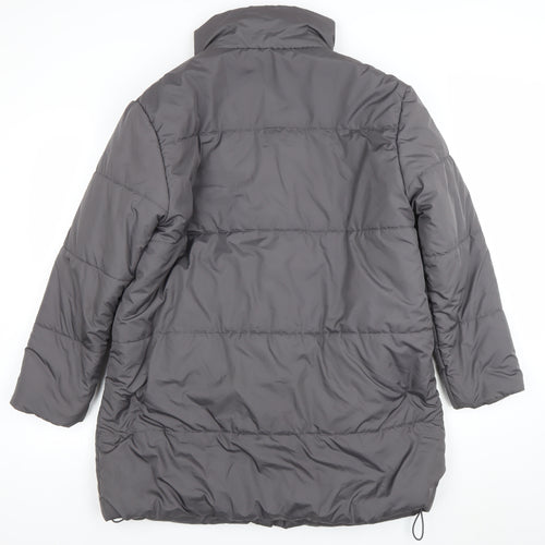 New Look Women’s Grey Long Puffer Coat Size 10 Winter Jacket