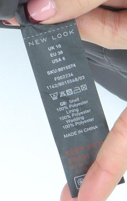 New Look Women’s Grey Long Puffer Coat Size 10 Winter Jacket