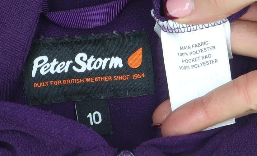 Peter Storm Womens Purple Fleece Hooded Full Zip Jacket Size 10