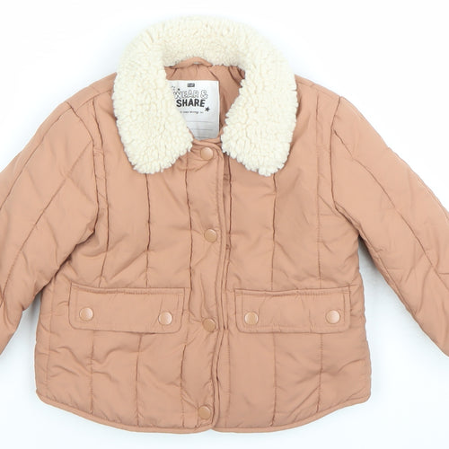 F&F Unisex Baby Beige Quilted Padded Jacket 18-24 Months