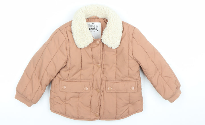 F&F Unisex Baby Beige Quilted Padded Jacket 18-24 Months