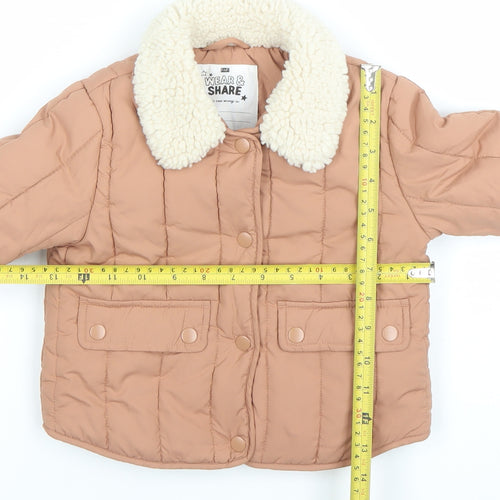 F&F Unisex Baby Beige Quilted Padded Jacket 18-24 Months