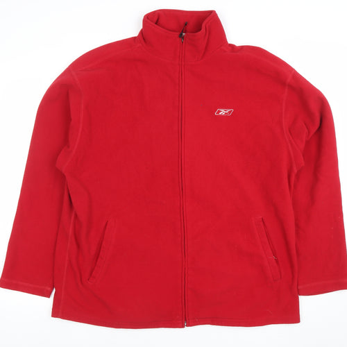 Reebok Men's Red Fleece Full Zip Jacket Size L Classic Casual Outdoor
