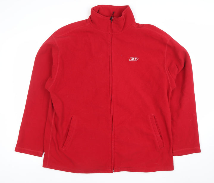 Reebok Men's Red Fleece Full Zip Jacket Size L Classic Casual Outdoor