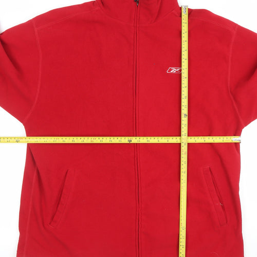 Reebok Men's Red Fleece Full Zip Jacket Size L Classic Casual Outdoor