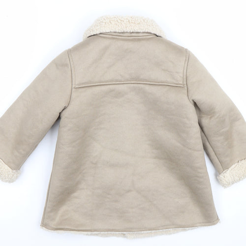 H&M Unisex Baby Beige Fleece Lined Button Coat 24 Months