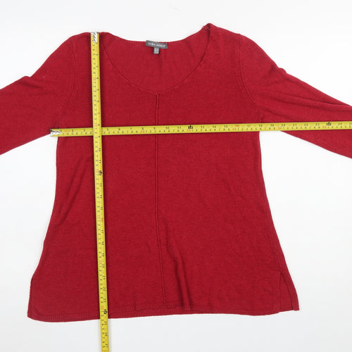 Laura Ashley Women's Red V-Neck Pullover Jumper Size 10 Cotton Blend