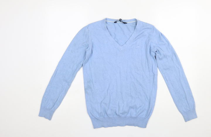 Crew Clothing Women’s Blue V-Neck Cotton Cashmere Jumper Size 8