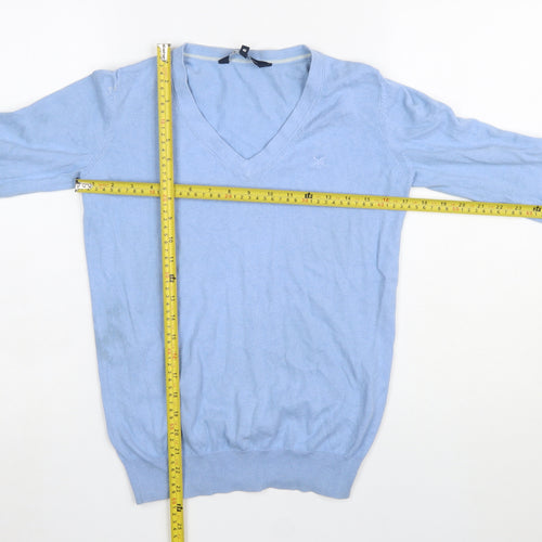 Crew Clothing Women’s Blue V-Neck Cotton Cashmere Jumper Size 8
