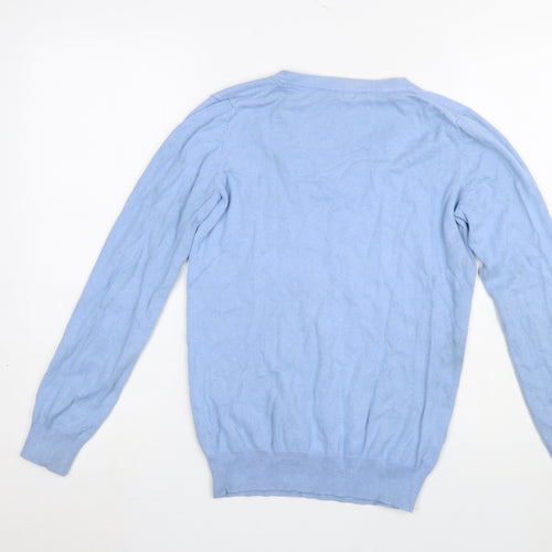 Crew Clothing Women’s Blue V-Neck Cotton Cashmere Jumper Size 8